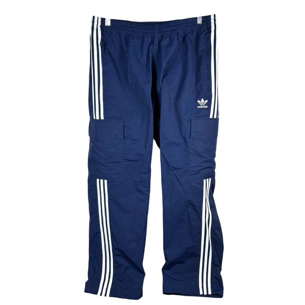 NEW Adidas Originals 3 Stripe Cargo Pants Wide Leg HR3362 Mens XS Adicolor Blue